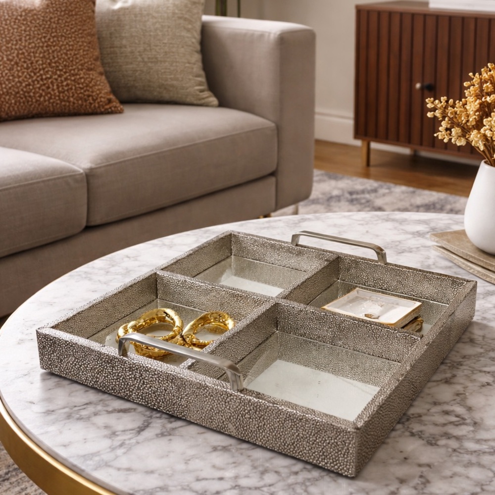 Metallic Silver table tray